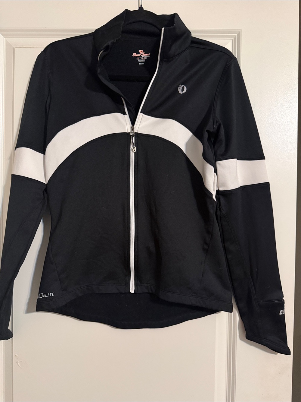Pearl Izumi Elite Black & White Full-Zip Thermal Cycling Jacket Sz M